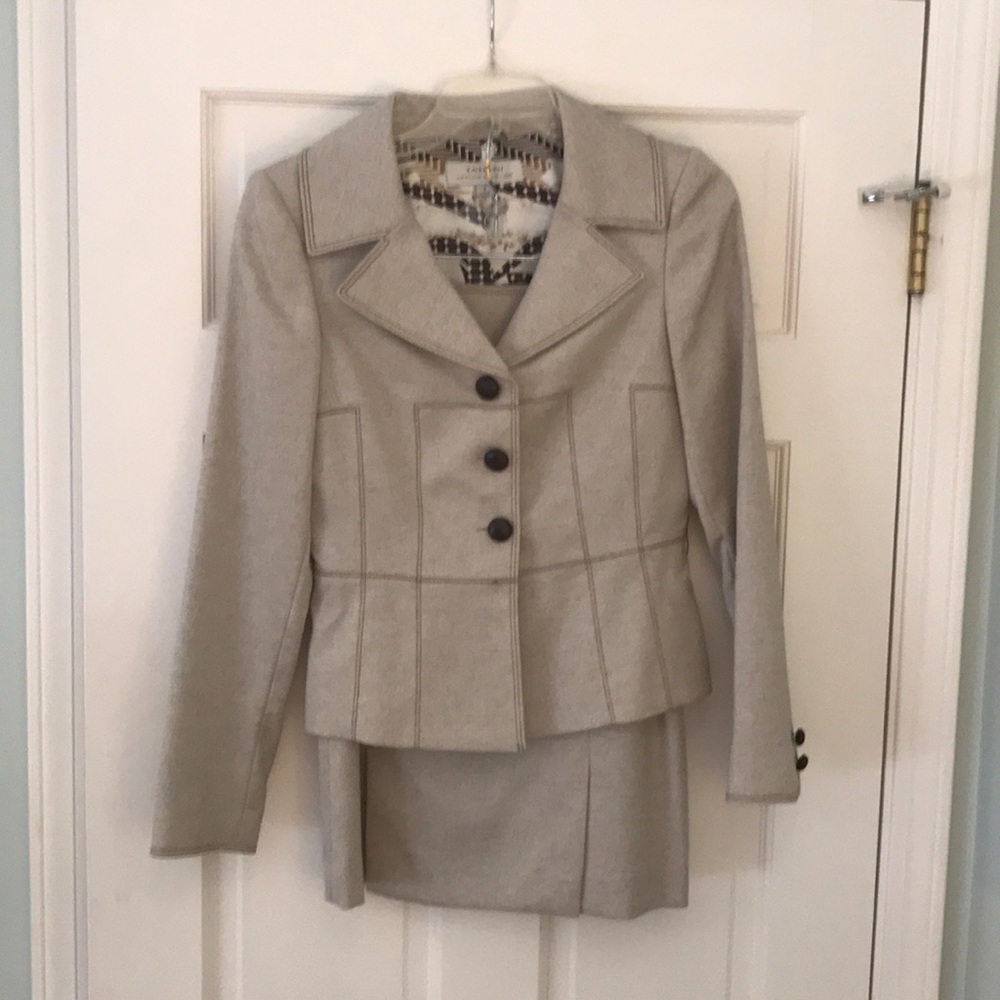 Tahari two piece skirt suit in beige